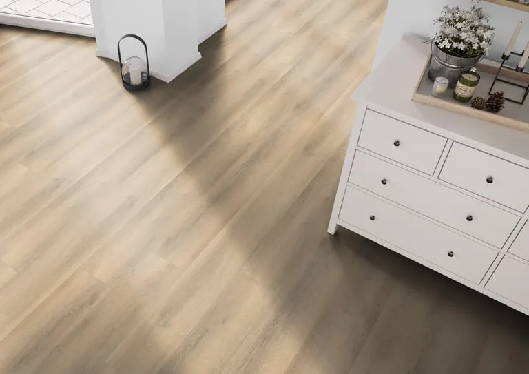 PVC vloer met rechte planken in een woonkamer